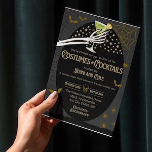 Costumes and Cocktails Halloween Party Invitation, Spooky Party Canva Template, Editable Digital Halloween Invite, Printable Party Invite
