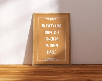 Vintage Fall Wall Art, autumn magic, Neutral Fall Decor, Farmhouse Fall Print, Fall Quote Poster, Thanksgiving, Leaf Wall Art