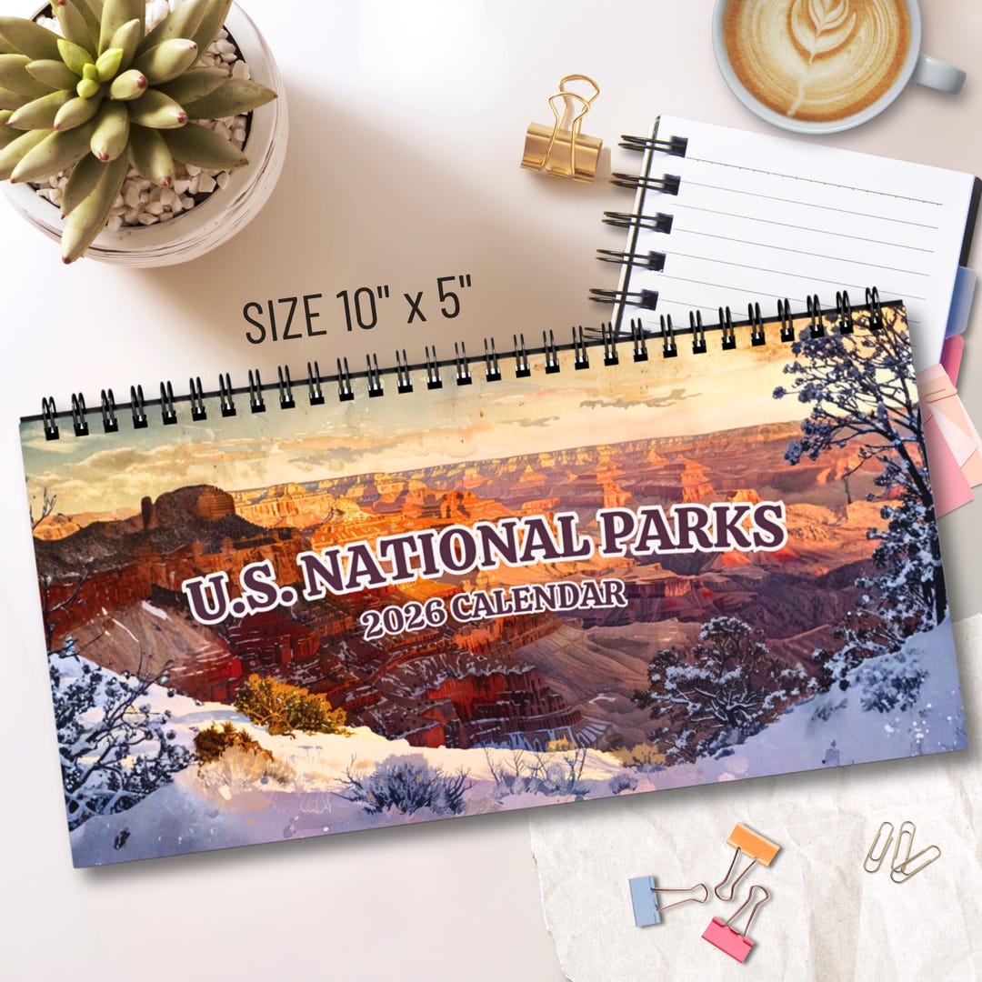 2026 Desk Calendar US National Parks, Illustrated Watercolor Art