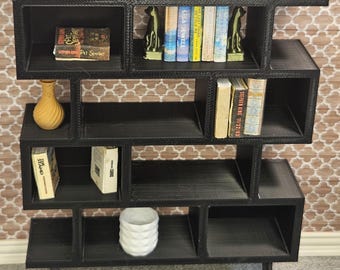 mid century modern dollhouse bookshelf 1:12 scale