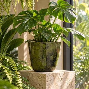 Palermo Groen Marmer – Pot van gerecycled plastic – Ø27 tot Ø40 cm