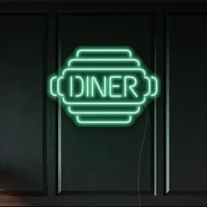 Vintage Style Diner LED Neon Sign | Restaurant LED Neon Light | Diner Wall Art Decor | Food Neon Sign | Kitchen Neon Light | Retro Diner LED