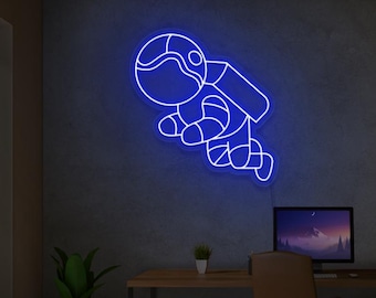 Astronaut LED Neon Sign | Outer Space Wall Art | Galaxy Room Decor | Kids Bedroom Sign | Gamer Room Neon Light