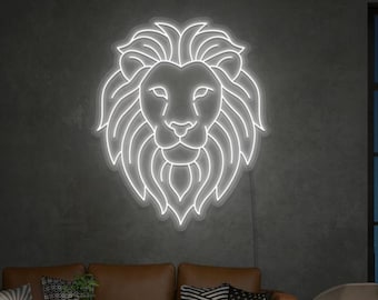 Lion LED Neon Sign | Jungle Animal Room Decor | Powerful Animal Wall Decor | Wild Cat Decor