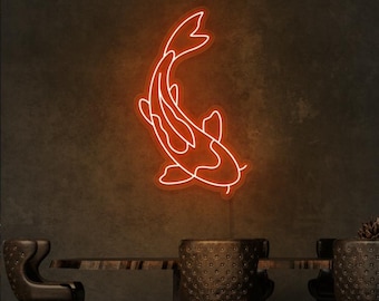 Koi Fish LED Neon Sign | Cute Fish | Japanese Decor | Zen Wall Art | Koi Fish Neon Sign | Sushi, Habachi Restaurant Neon Sign | Spa Decor