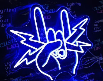 ロックハンド LED ネオンサイン | ロックスター ネオンサイン | ロックオン ネオンサイン | ミュージシャンへのギフト | 寝室、バンドルーム、音楽室用ネオンサイン