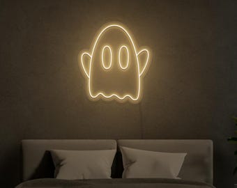 Ghost LED Neon Sign | Cut Ghost LED Wall Light | Boo Neon Sign | Spooky Halloween Decor | Gamer Room Wall Art