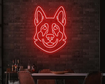 German Shepard LED Neon Sign | Cute Dog Sign | Cute Animal Decor | Gift for Dog Lover | Gift for German Shepard Lover