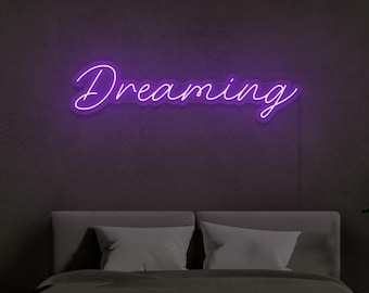 Dreaming LED Neon Sign | Bedroom Wall Decor | Dream Quote Sign | Aesthetic Room Decor