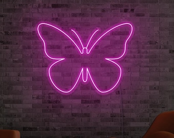 Butterfly LED Neon Sign | Pretty Butterfly LED Light | Butterfly Wall Decor | Neon Sign for Girls Bedroom | Gift for Kid