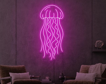 Jellyfish LED Neon Sign | Cute Jellyfish | Marine Animal Neon Sign | Kid Bedroom Wall Decor | Gift for Girl, Boy | Sea, Ocean