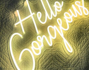 Hallo Wunderschöne LED Neon Schild | LED Wanddeko für Schlafzimmer | Leuchtreklame für Spa, Beauty Salon, Friseur, Nagel Salon, Boutique | Kundenspezifisches Neon
