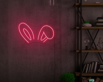 Bunny Ears LED Neon Sign | Rabbit Ears | Cute Bunny Wall Decor | Kids Room, Playroom, Bedroom | Nursery Wall Art