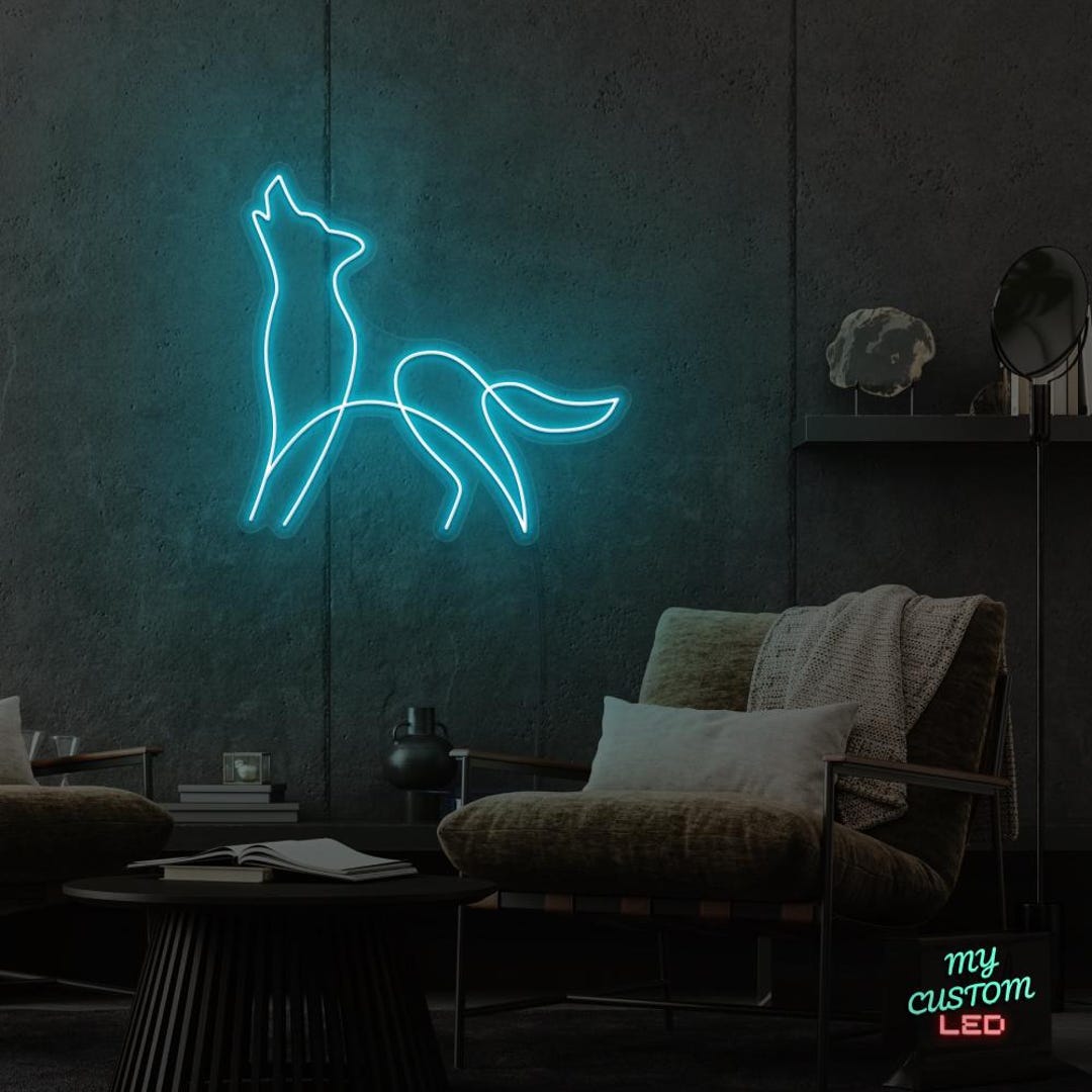 Howling Wolf LED Neon Sign | Wolf Room Decor | Rustic Lodge Wall Art ...