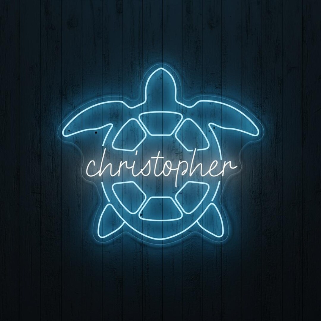 Custom Name Turtle LED Neon Sign | Cute Marine Animal Neon Sign ...
