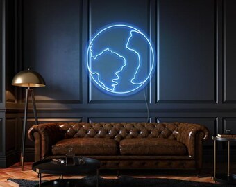 The Earth LED Neon Sign | Gift for World Traveler | Traveler Enthusiast | Globe, Planet, Nature Wall Decor
