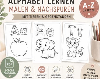 Learn the alphabet PDF | ABC tracing and coloring worksheets | Preschool/Kindergarten printable A-Z | Instant download | Color the alphabet
