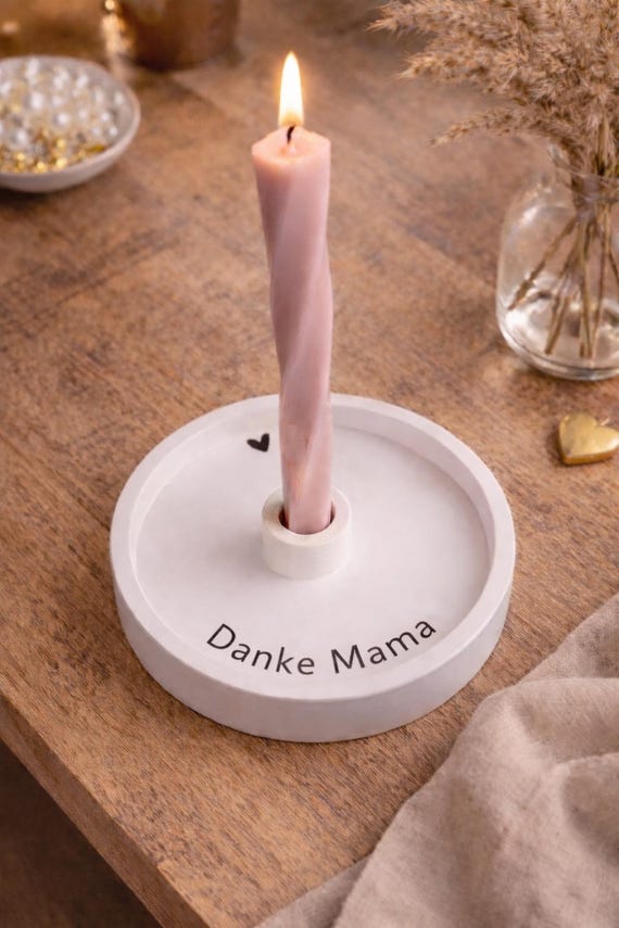 Skandinavischer Kerzenhalter aus Keramik mit strukturierter Oberfläche Muttertagsgeschenk Geburtstagskerze Kerze Mama Happy Birthday