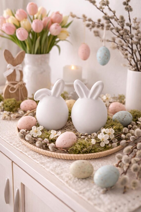 Keramik Hase Osterdeko Osterhasen Frühlingsdeko handgefertigte Deko Geschenk Ostern