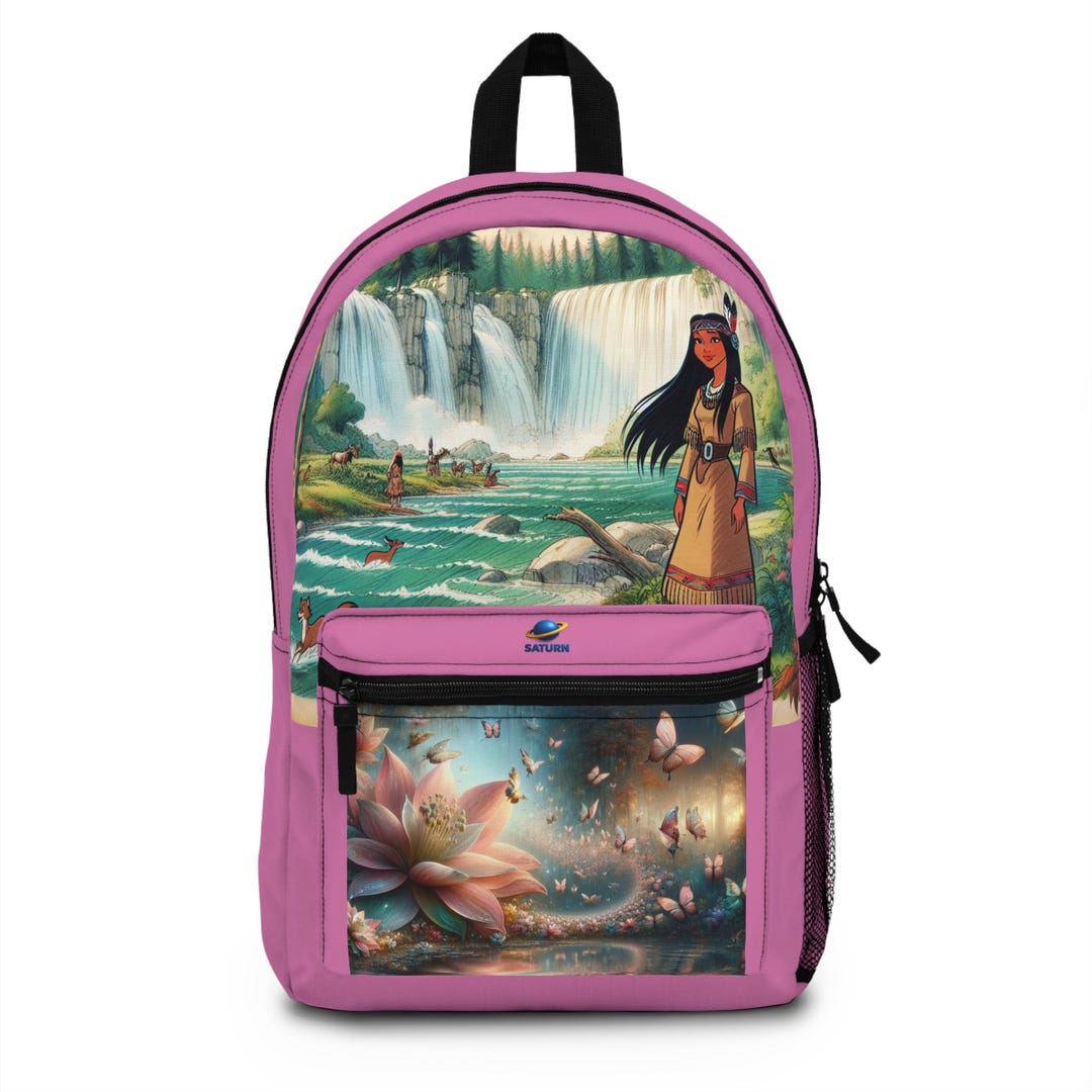 Whimsical Floral Backpack With Lotus Design, Cute School Bag, Pink ...