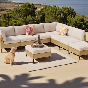 Outdoor Sectional Sofa Set – PE Rattan Patio Furniture for Backyard & Garden