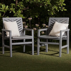 Vincent Patio Wood Chairs – Set of 2 Outdoor Wooden Armchairs – Rustic Garden Seating