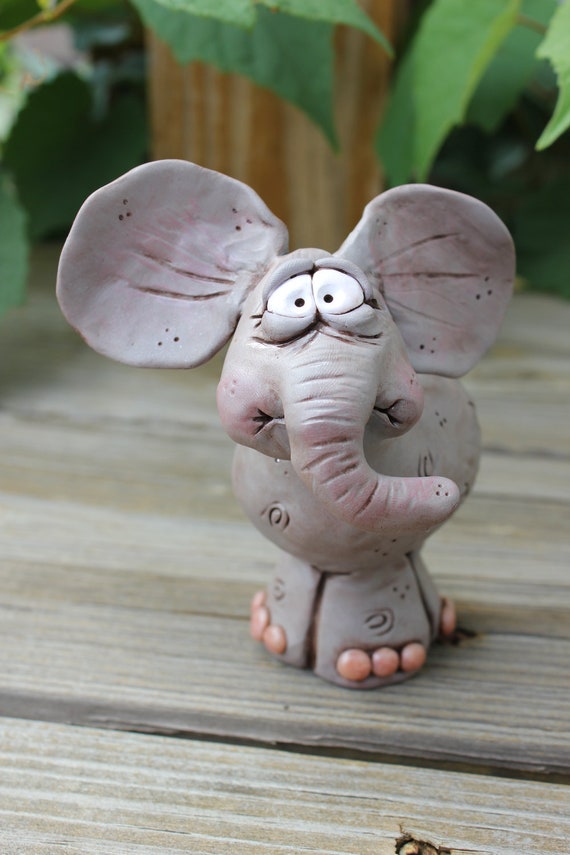 Nervous Elephant Polymer Clay Sculpture Etsy