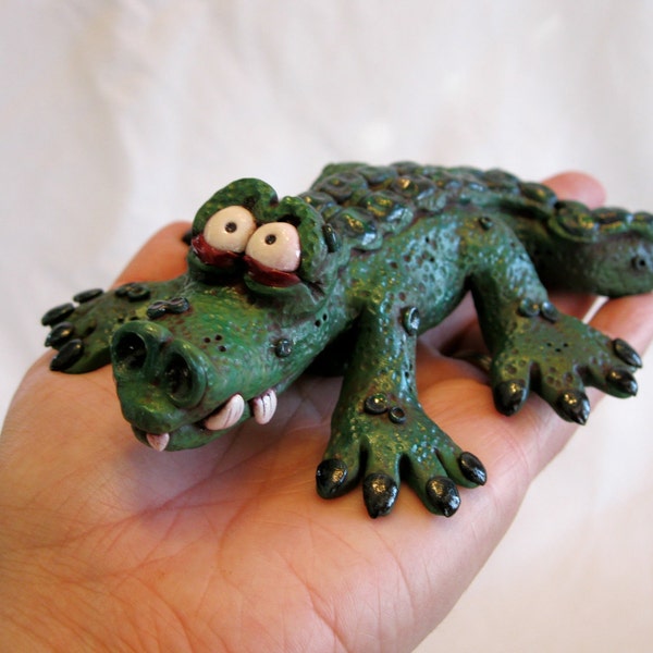 RESERVED FOR PATSY Alligator Polymer Clay Sculpture