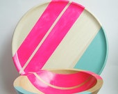 Modern Neon Hardwood 10" Plate, Neon Pink