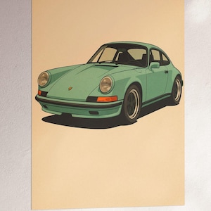 Poster retrò Porsche 911 – Stampa di auto d&#39;epoca, regalo per appassionati di auto, decorazione da parete per casa e ufficio, download digitale
