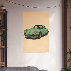 Poster retrò Porsche 911, auto d&#39;epoca, arte murale, stampa classica blu anni &#39;70