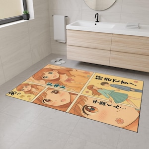 Anime Rug, Anime Area Rug, Otaku Room Decor, Kawaii Floor Mat, Gift for Anime Fans