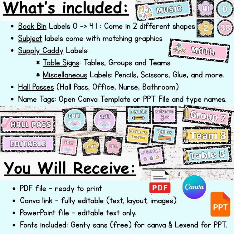Pastel Composition Notebook Classroom Labels: Editable Teacher ...