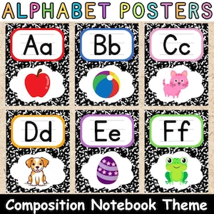 Komposition Notebook Alphabet Poster mit Oberen Unteren | Druckbare Bulletin Board Display | Klassenzimmer Dekor