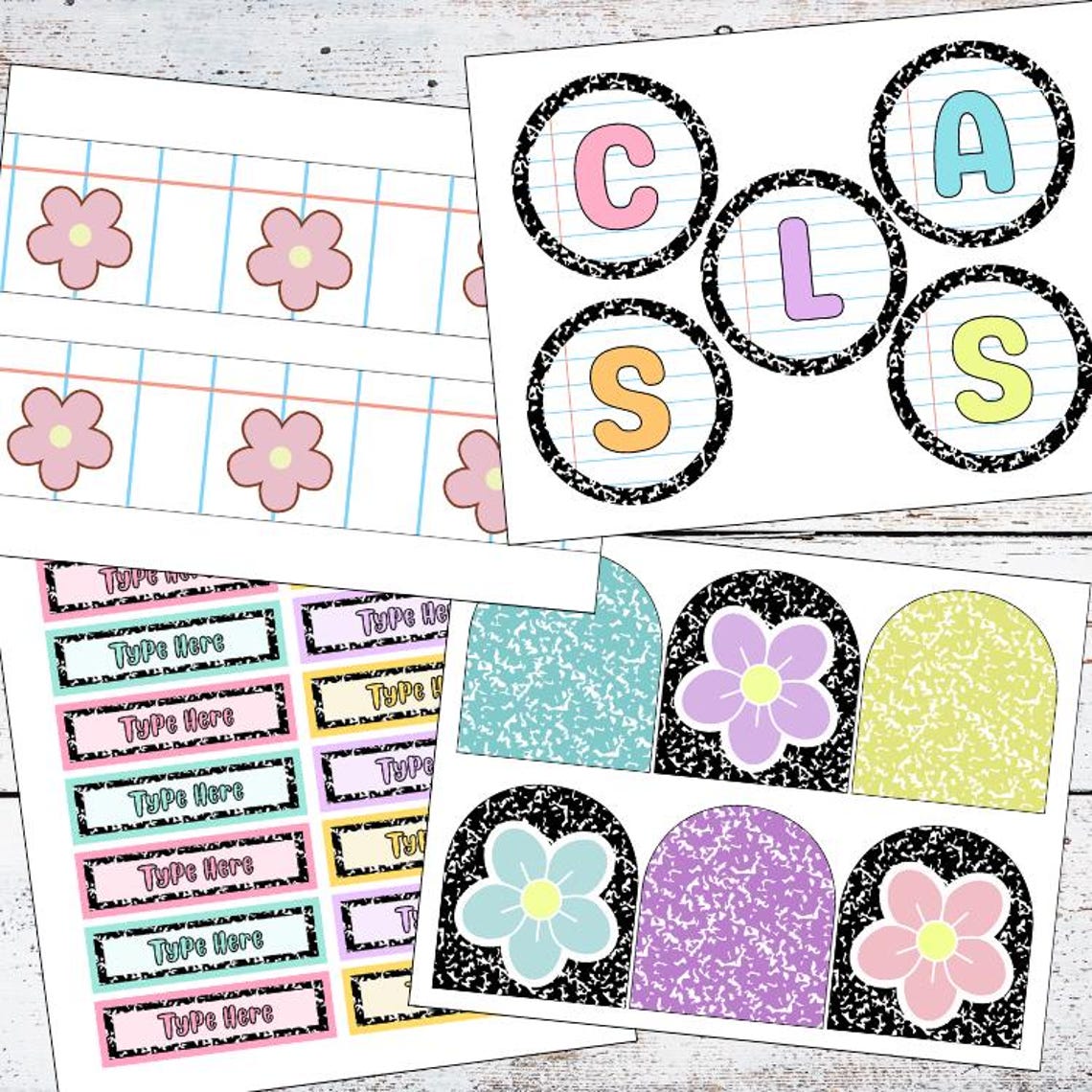 Editable Classroom Jobs Chart: Pastel Composition Notebook Theme ...