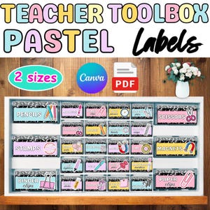 Pastel Teacher Toolbox Labels:Printable and Editable Composition Notebook Classroom Decor
