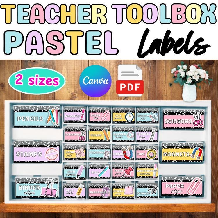 Pastel Teacher Toolbox Labels:printable and Editable Composition ...
