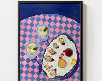 Oyster & Martini Night Cap - 11"x14" Original Print
