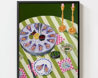 Oyster & Martini Happy Hour - 11"x14" Original Print