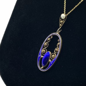 Vintage Enameled Sterling Silver Pendant Necklace