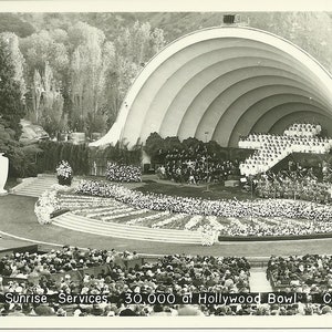 Cartão postal vintage da Páscoa dos anos 1940 no Hollywood Bowl, Califórnia