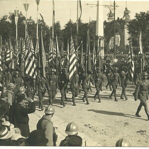 Cartão postal francês antigo, Primeira Guerra Mundial, 1919, Dia da Vitória