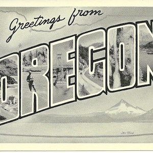 Cartolina d'epoca degli anni '40 Saluti dall'Oregon
