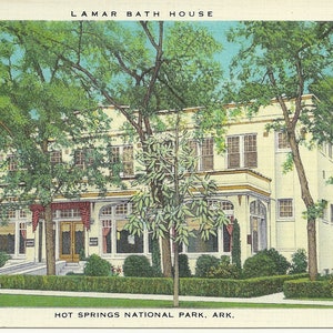 Vintage 1930er Jahre Arkansas Postkarte Lamar Bath House Hot Springs National Park