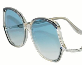 True Vintage Sunglasses | Squared Plastic Style | Blue Metallic | Grey Lens #848 True Vintage Sunglasses | Squared Plastic Style | Blue  main image 3