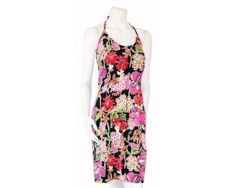 Vintage zijden Lilly Pulitzer-halterjurk in Hawaiiaanse stijl
