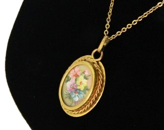 Hand painted floral necklace