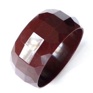 Vintage Faceted Chocolate Brown Bakelite Bangle Bracelet