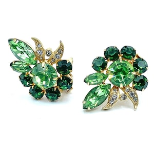 Vintage 1950s Eisenberg Rhinestone Clip Earrings