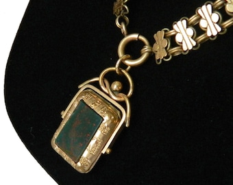 Antique Gold Filled Locket Pendant Necklace Watch Fob